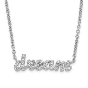 Sterling Silver Rhodium-plated Cubic Zirconia DREAM Word 18 inch Necklace