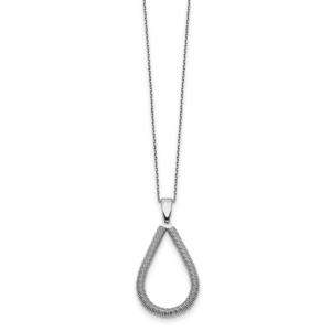 Leslie's Sterling Silver Rhodium-plated Teardrop with 2in ext. Necklace