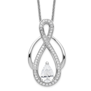 Sentimental Expressions Sterling Silver Rhodium-plated Cubic Zirconia Tear of Strength 18in Necklace