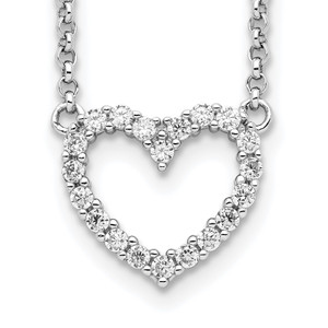 Sterling Silver Rhodium-plated Open Heart Cubic Zirconia 16 inch Necklace