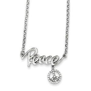 Sterling Silver Cubic Zirconia Peace Necklace
