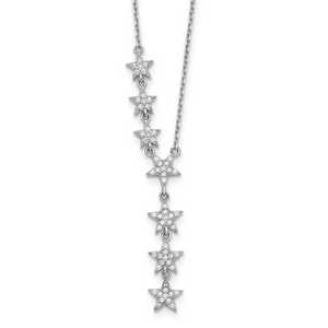 Sterling Silver Rhodium-plated Cubic Zirconia Stars 18 inch Necklace