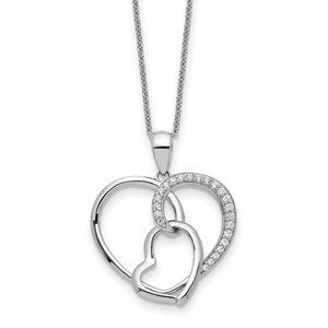 Sentimental Expressions Sterling Silver Rhodium-plated Cubic Zirconia Together In Love 18in Necklace