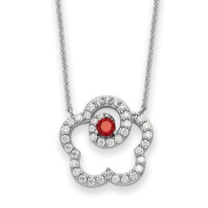 Sentimental Expressions Sterling Silver Rhodium-plated Red and Clear Cubic Zirconia My Sweet Daughter 18in Necklace