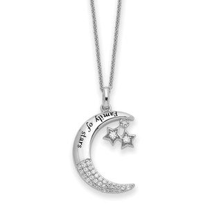 Sentimental Expressions Sterling Silver Rhodium-plated Cubic Zirconia Antiqued Family Of Stars 18 Inch Necklace