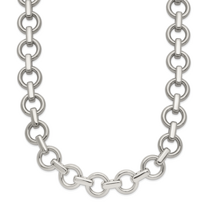 Chisel Stainless Steel Polished 20 inch Circle Link Necklace