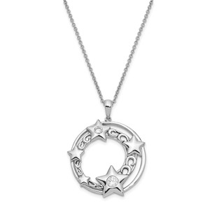 Sentimental Expressions Sterling Silver Rhodium-plated Cubic Zirconia Antiqued Once In A Lifetime 18in. Necklace
