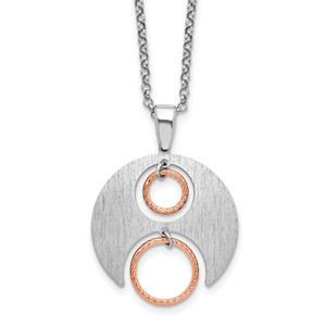 Leslie's Sterling Silver Rh/Rose gold-plat Polish/Brushed with 1in ext. Neckla