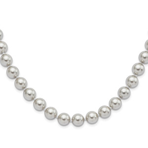 Majestic Sterling Silver Rhodium-plated 10-11mm Grey Imitation Shell Pearl Hand-knotted Necklace