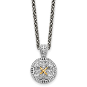 Shey Couture Sterling Silver Rhodium-plated with 14K Accent and Diamond 18 inch Necklace