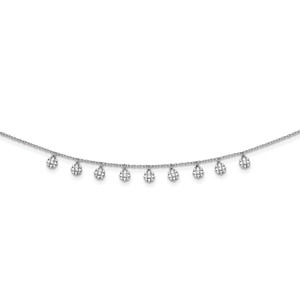 Sterling Shimmer Sterling Silver Rhodium-plated 18 inch 48 Stone 11 Star Stations Cubic Zirconia Necklace