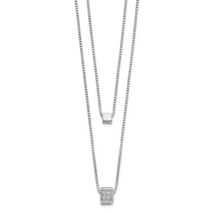 Leslie's Sterling Silver Cubic Zirconia Multi-strand with  2in Necklace