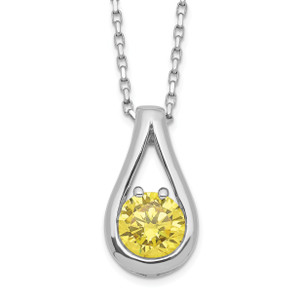 Sterling Silver Rhodium-plated Diamonore Yellow Teardrop Necklace