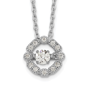Sterling Silver Rhod-plated Vibrant Cubic Zirconia with 2in Ext. Necklace