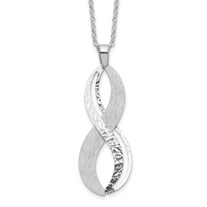 Leslie's Sterling Silver Rh-pl. Brushed and Textured with 2in. ext Necklace