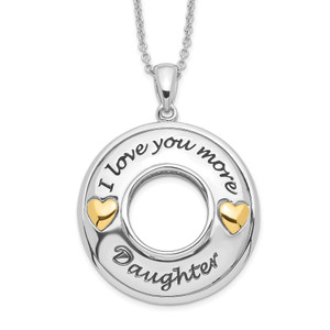Sentimental Expressions Sterling Silver Gold-plated Antique Cubic Zirconia I Love You More Daughter 18in Necklace
