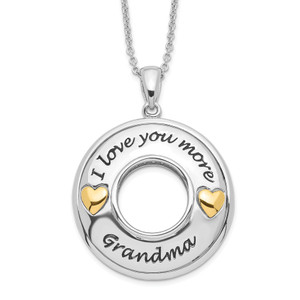 Sentimental Expressions Sterling Silver Gold-plated Antique Cubic Zirconia I Love You More Grandma 18in Necklace