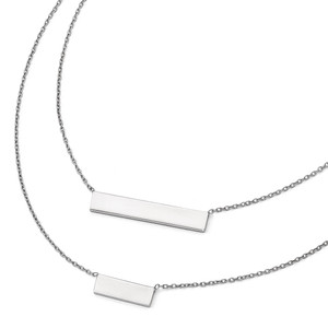 Leslie's Sterling Silver RH-plated Polished Double Bar Necklace