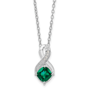 SS Created Emerald & Diamond Necklace