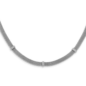 Leslie's Sterling Silver Rhodium-plated Cubic Zirconia Necklace
