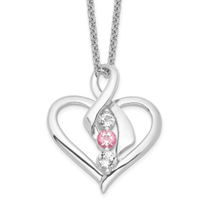 Survivor Collection Sterling Silver Rhodium-plated Clear and Pink Swarovski Topaz Heather Necklace