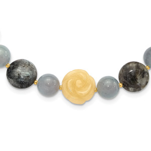 Sterling Silver Gold-plated Agate/Labradorite/Jade 2in ext. Necklace