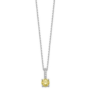 Sterling Silver Rhodium-plated Diamonore Yellow and White Necklace