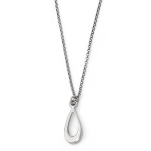 Leslie's Sterling Silver Polished Teardrop with 1in ext. Necklace