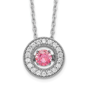 Sterling Silver RH-plated Rose-tone Moving Pink Cubic Zirconia with 2in ext Necklace