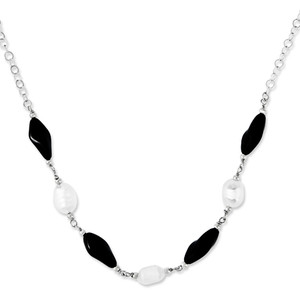 Sterling Silver 24' Polished link with Stones Necklace