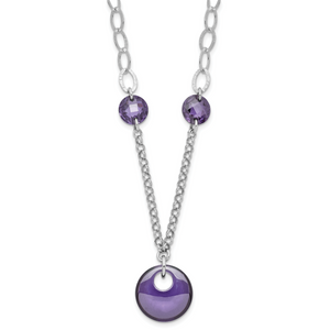 Sterling Silver Purple Cubic Zirconia Fancy Necklace