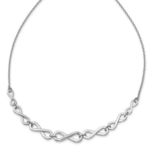 Leslie's Sterling Silver RH-plat Polished Infinity with 2in ext. Necklace