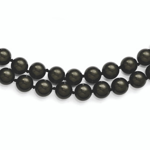 Sterling S Majestik Rh-pl 2 Row 10-11mm Blk Imitat Shell Pearl Necklace