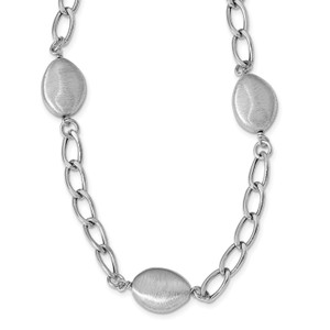 Leslie's Sterling Silver Rhodium Brushed & Polished with 2 in ext. Necklace