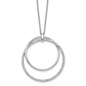 Leslie's Sterling Silver Rhodium-plated Polished D/C with 2in ext. Necklace