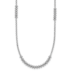 Sterling Silver Rhodium-plated Polished Beaded with  2in ext. Necklace