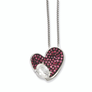 Sterling Silver & Cubic Zirconia Brilliant Embers Pink Heart Necklace