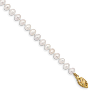 14k White Near Round Freshwater Cultured Pearl Bracelets