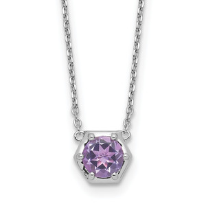 Sterling Silver Rhodium-plated Polished Amethyst Necklace
