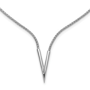 Leslie's Sterling Silver Rh-plated Polished V with 2in ext. Necklace