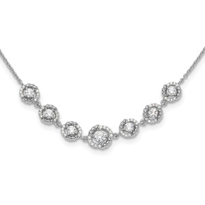 Sterling Silver Rhodium-plated Fancy Cubic Zirconia 17.75in with 2in ext Necklace