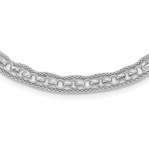 Leslie's Sterling Silver Rhodium-plated Polished Fancy Necklace