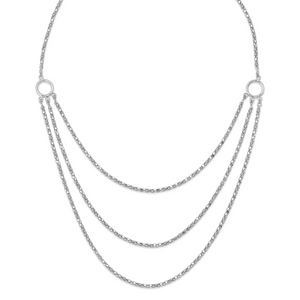 Leslie's Sterling Silver Rhodium with 2 in ext. 3 Layer Fancy Necklace