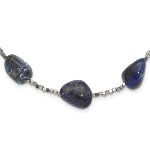 Sterling Silver Blue Quartz, Sodalite and Hematite 2in ext Necklace