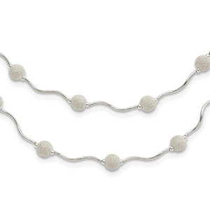 Sterling Silver Polished Spiral & Laser-cut Bead Multistrand with  2in ext Necklace