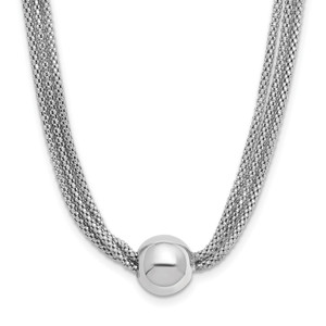Leslie's Sterling Silver RH-plate Polished 3-Strand Bead with 2in ext. Necklac