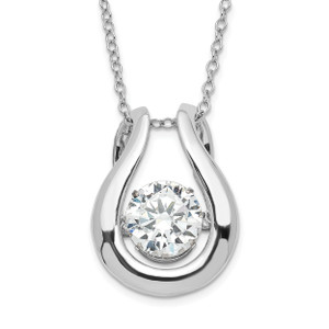 Sterling Silver Rhodium-plated Diamonore Vibrating Stone Necklace