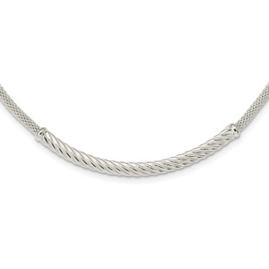 Sterling Silver Polished Twisted Bar Necklace