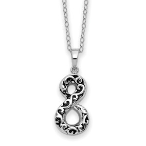 Sentimental Expressions Sterling Silver Rhodium-plated Antiqued Infinity Remembrance Ash Holder 18 Inch Necklace