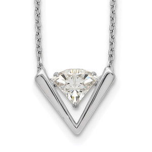 Sterling Silver Rhodium-plated Moving Cubic Zirconia with 2in ext Necklace